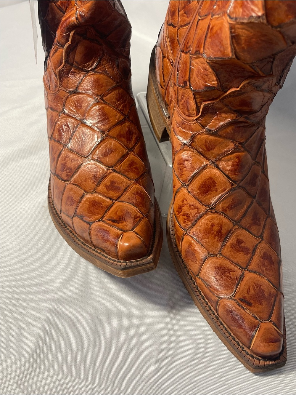Nocona Croc Embossed Western Cowboy Boots 9B - Picture 3 of 9
